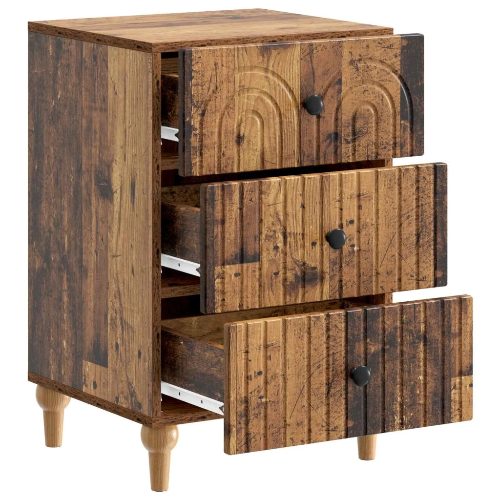 Comodino | Armadio da Notte | Mobiletto da notte con cassetto Legno antico 43x 41 x 66,5 cm