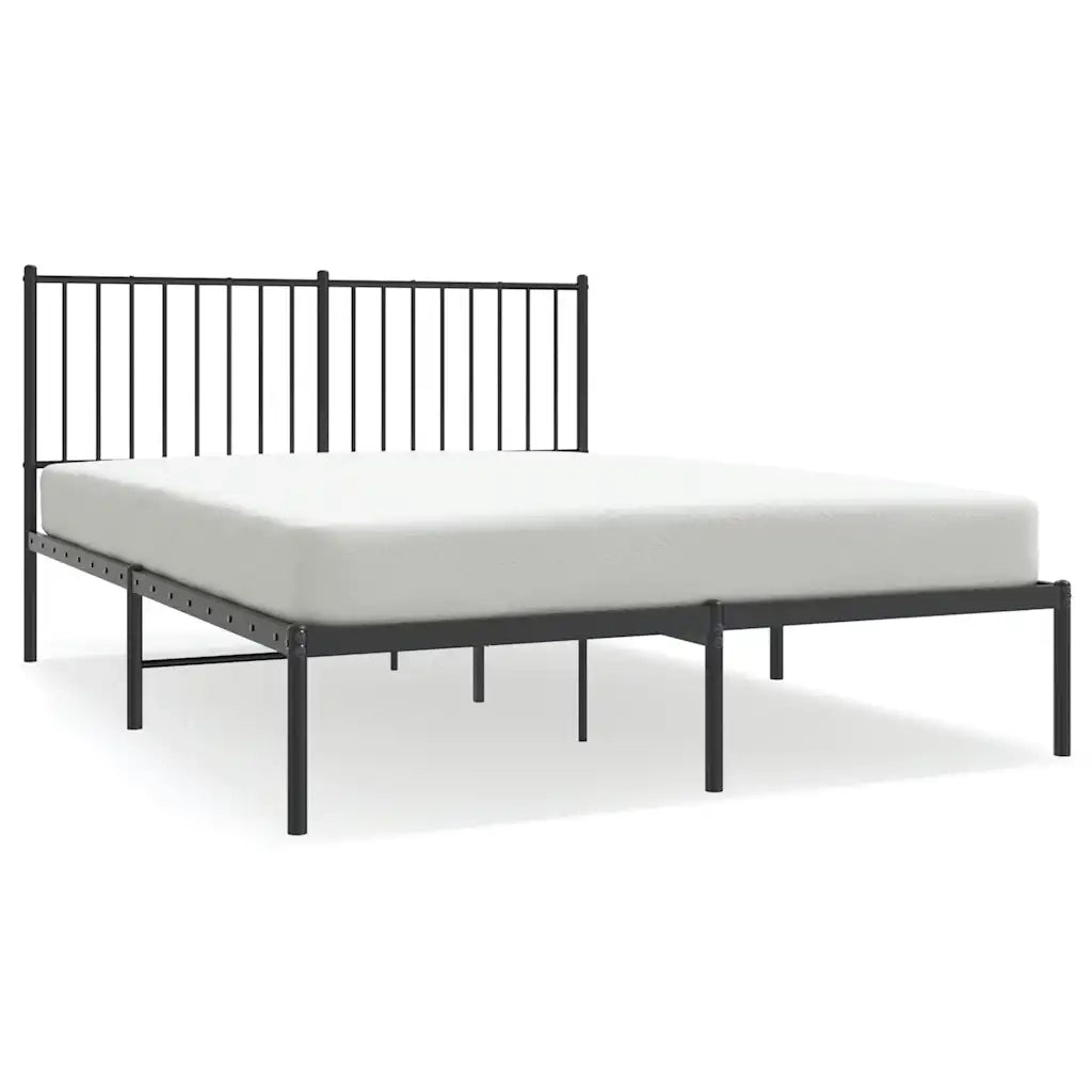 Giroletto con Testiera-Struttura Letto con testiera in Metallo Nero 135x190 cm 144470