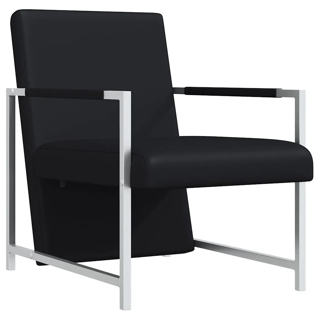 Poltrona con Gambe Cromate Nera in Similpelle 241006