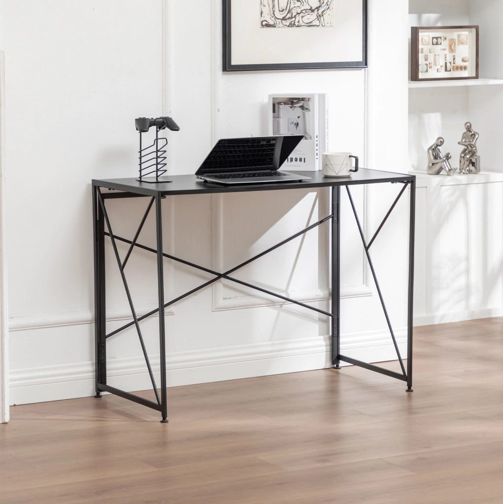 Scrivania pieghevole nera in MDF 99x50x75 cm per spazi piccoli