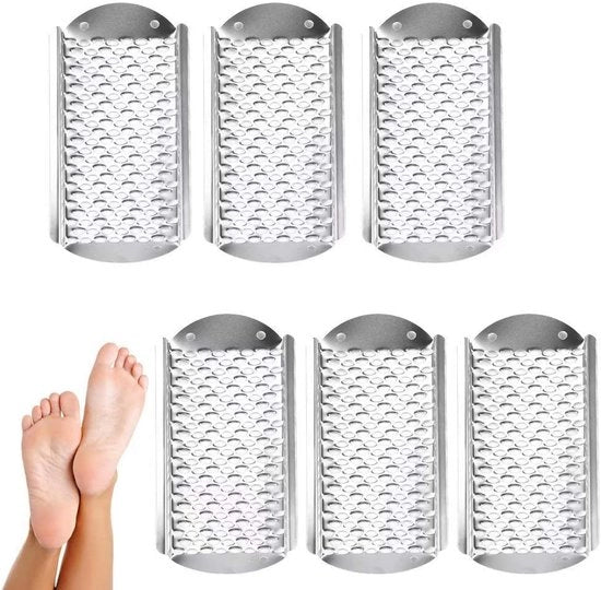 6 pezzi di punteruoli per rimuovere calli, coltelli sostitutivi per pedicure, strumenti per pedicure, pedicure a secco e umido, rottura calli, acciaio inossidabile, foro grande, per piedi umidi e secchi