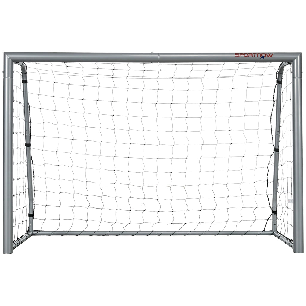 Porta da Calcio Grigia 240x85x160 cm con Viti e Picchetti inclusi, in PE e Metallo