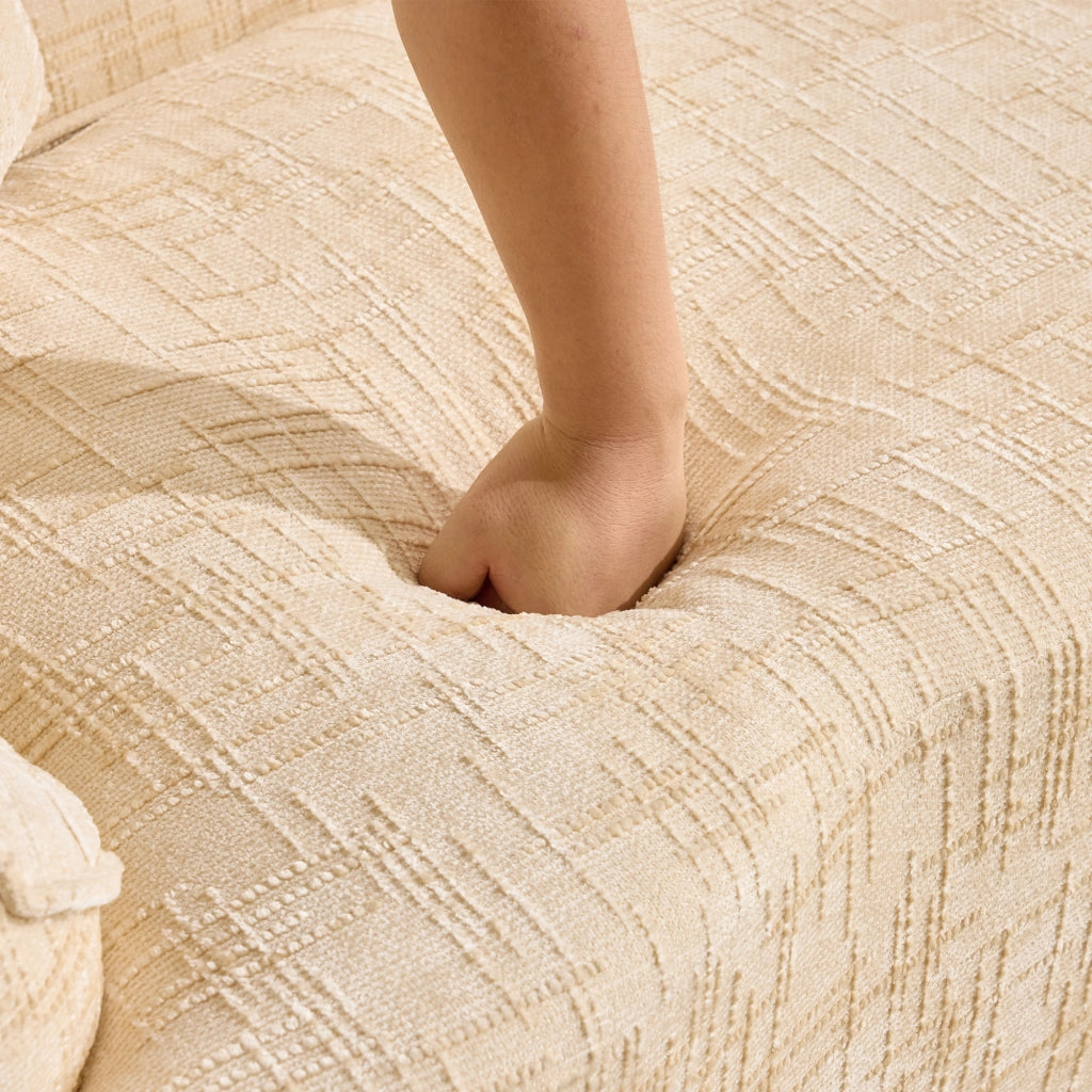 Divano 2 Sedili 170x87 cm Rosa Incurvato - Schiuma ad alta densità e molle strutturali - Consegnato assemblato - Beige