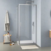 Box doccia cromato 90x80cm con anta a battente da 90cm e parete fissa da 80cm vetro 6mm trasparente anticalcare h190 | Lerici