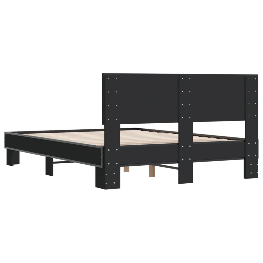 Giroletto Nero 140x190 cm in Legno Multistrato e Metallo