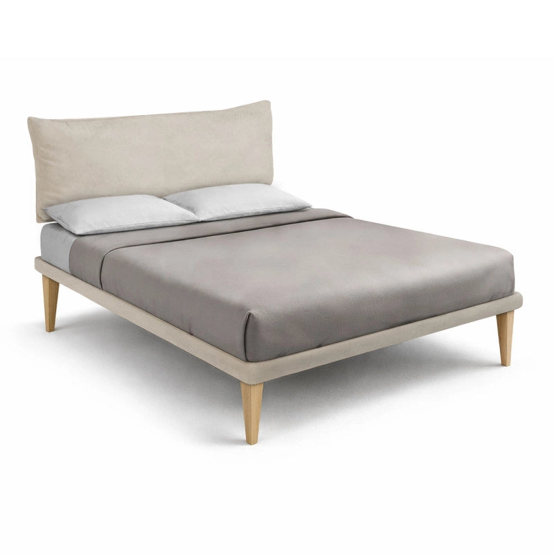 Letto imbottito Letto Matrimoniale alla Francese 140x200 cm Soft - Con rete,Microfibra,Sabbia