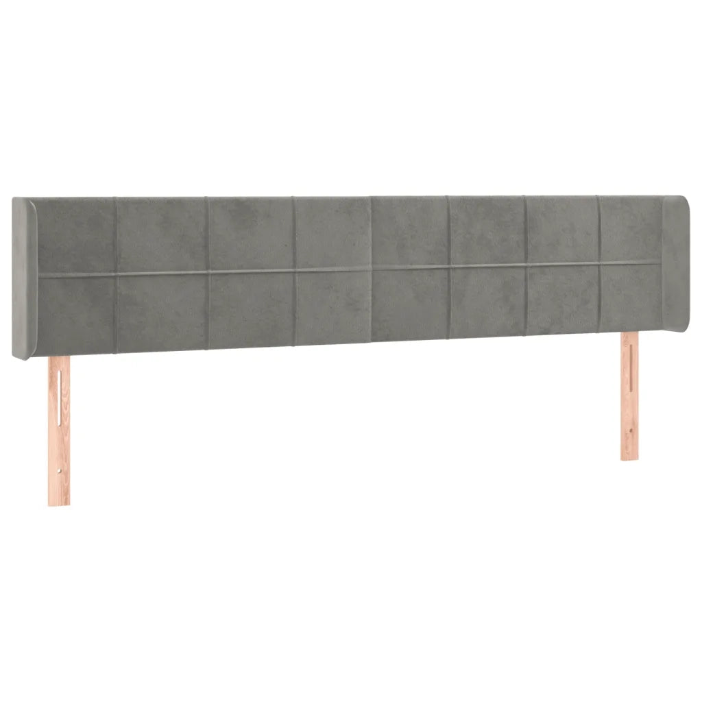 Testiera | Testata ad Orecchio Grigio Chiaro 163x16x78/88 cm in Velluto