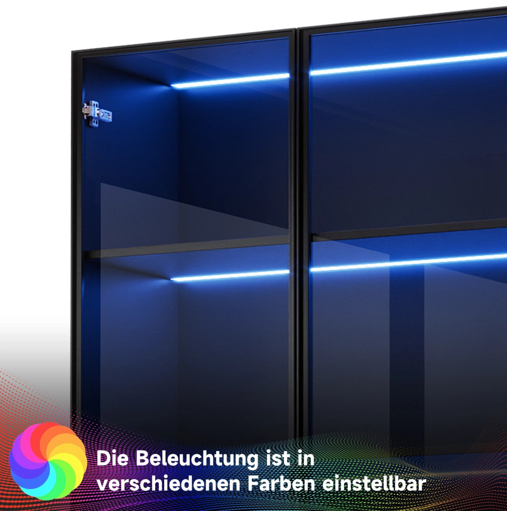 Vetrina LED multicolore 60x40x160 cm con 2 cassetti