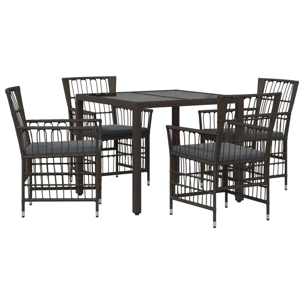 Set da pranzo per esterni 5 pz Nero polyrattan 3448934