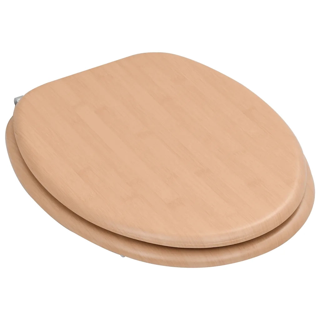 Tavoletta WC con Coperchio MDF Design a Bambù 143927