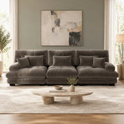 Divano angolare modulare 3 posti 313x77x81 cm in ciniglia marrone