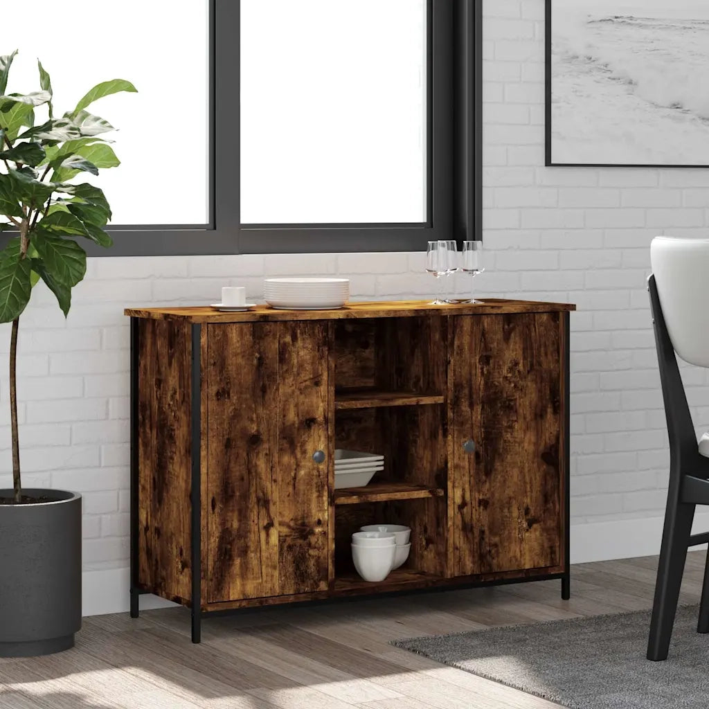 Credenza-Buffet-Armadio da cucina Rovere Fumo 100x35x70 cm in Legno Multistrato