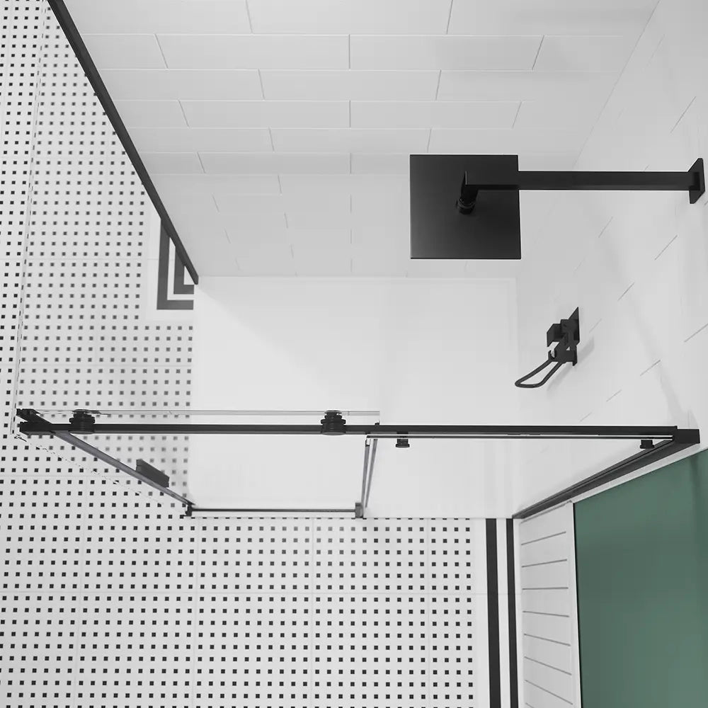 Box doccia 100x110 cm scorrevole vetro 8mm trasparente profili nero opaco h195cm | Creta