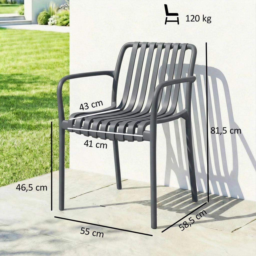 Set sedie da giardino impilabili ¨C Minimal ¨C grigio scuro 4 pezzi