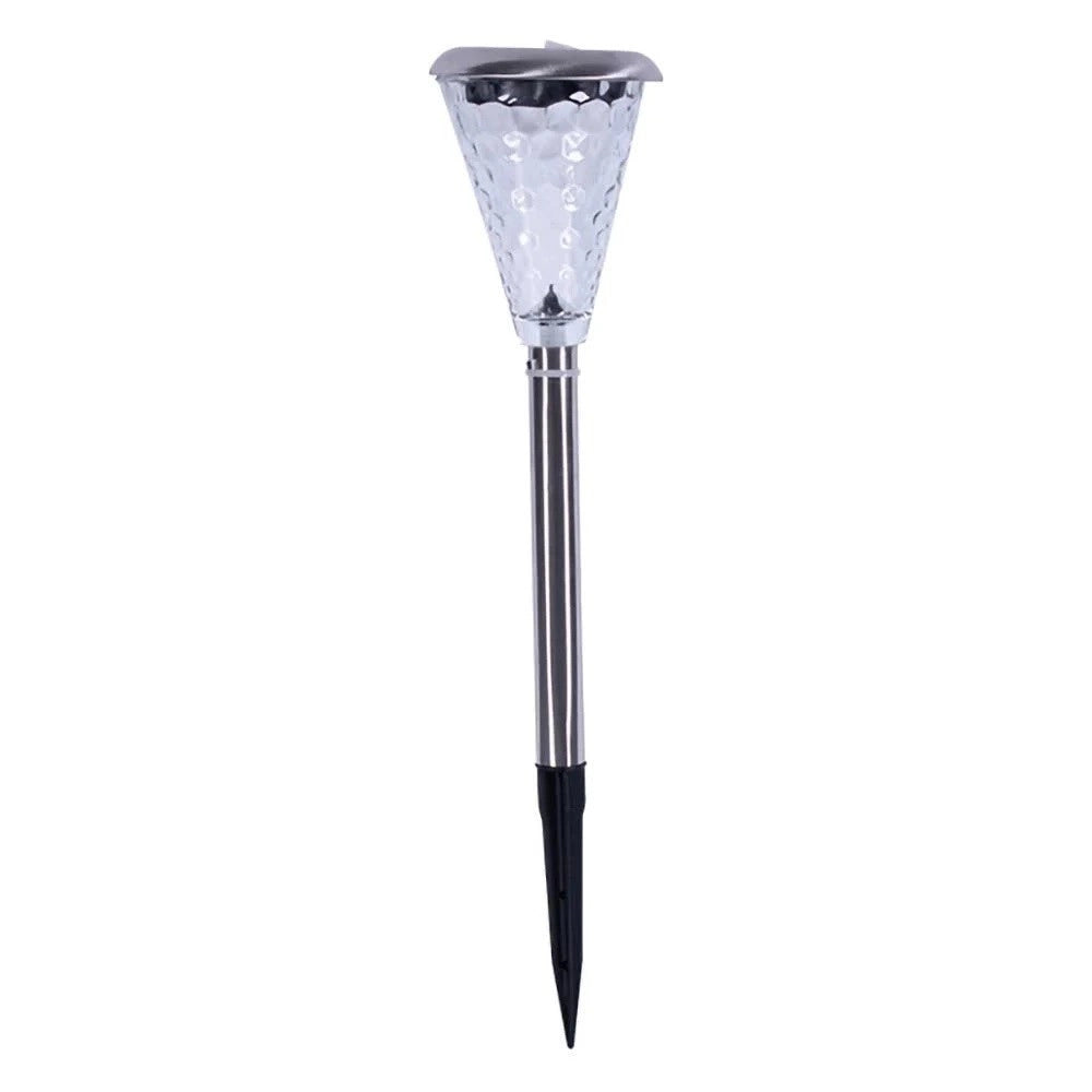 Trade Shop - Set 12 Pz Lampada Solare Led Cromata Color Change 8x8x36cm Per Giardini 4125023 -