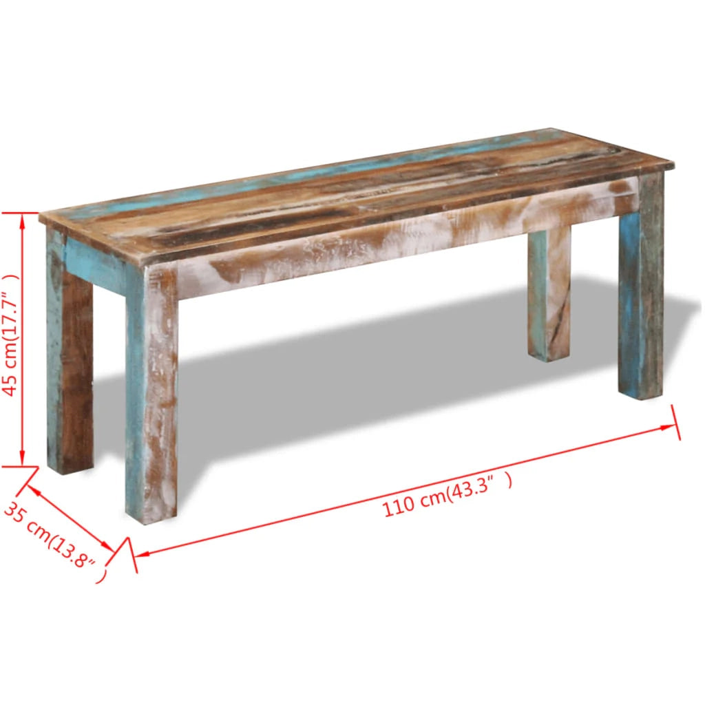 Panca 110 x 35 x 45 cm in legno massello di recupero 02_0011017