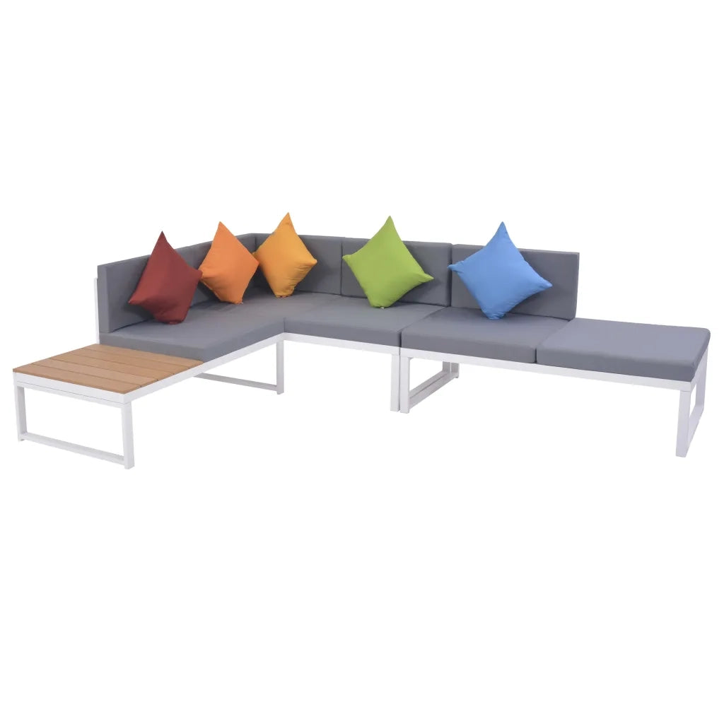 Set Divani da Giardino 4 pz con Cuscini in Alluminio e WPC 42867