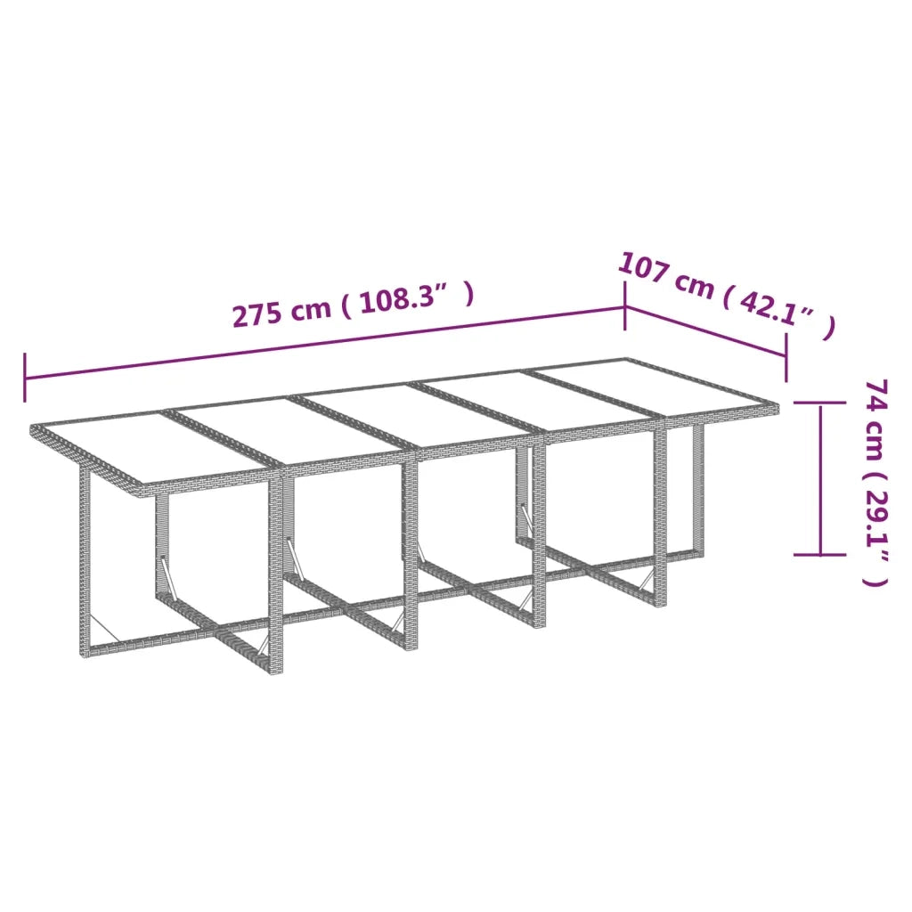 Set Pranzo da Giardino 11 pz con Cuscini in Polyrattan Grigio 3095590