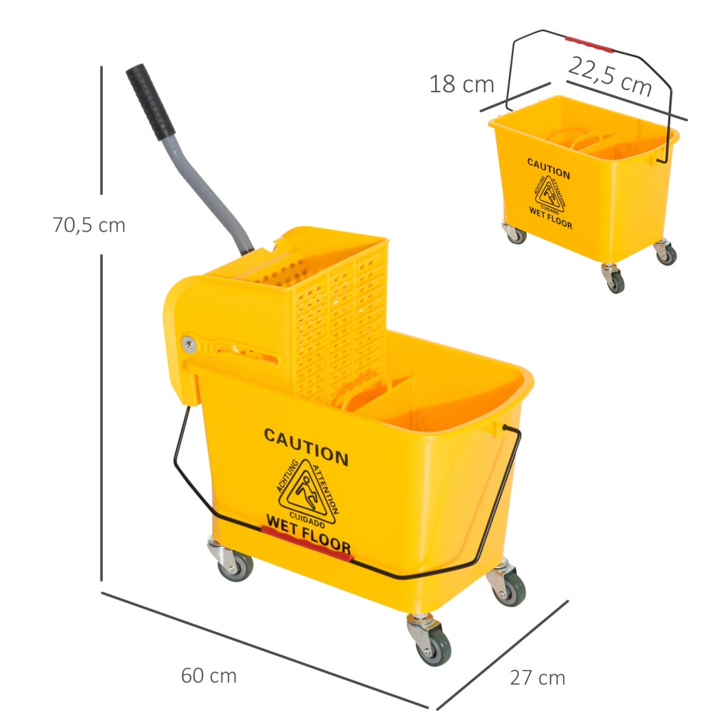 Secchio per Mop con Strizzatore e Ruote ¨C Zephmum ¨C Giallo 20L