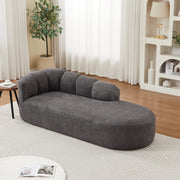 Poltrona chaise longue senza braccioli in ciniglia grigio antracite con schienale ondulato