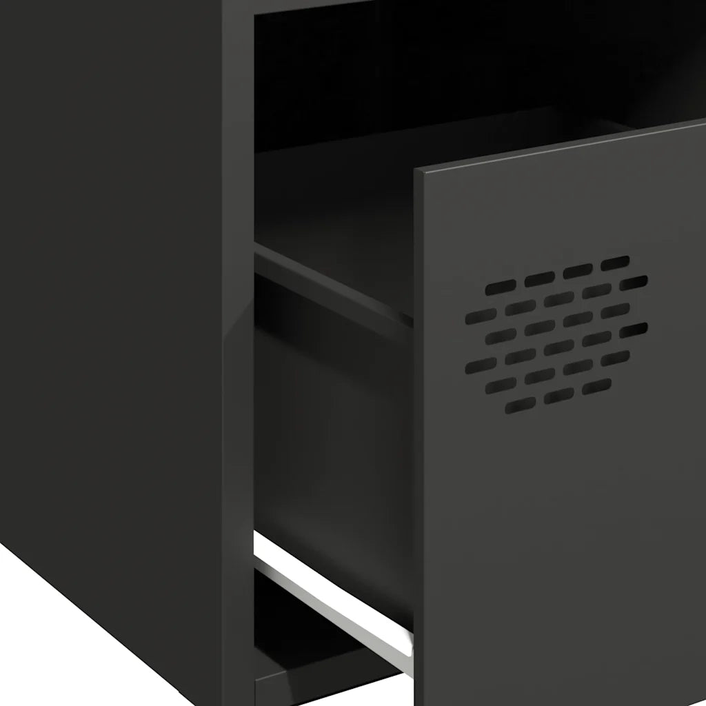 Credenza | Madia | Buffet da pranzo | Armadio da pranzo Nera 68x39x73,5 cm in Acciaio Laminato a Freddo