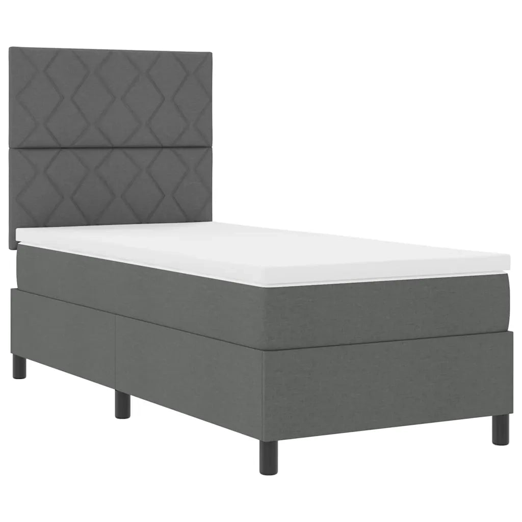 Letto a molle con materasso Grigio scuro 100 x 200 cm Tessuto