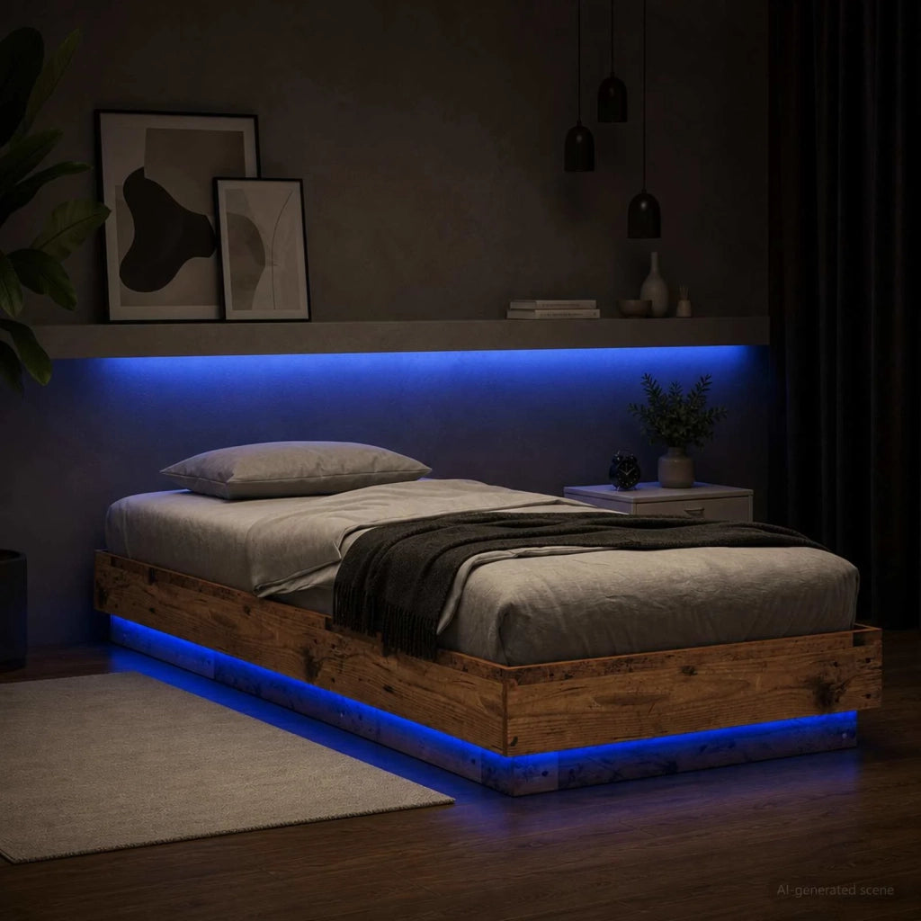 Letto con LED Legno antico 80 x 200 cm Legno ingegnerizzato 8009006