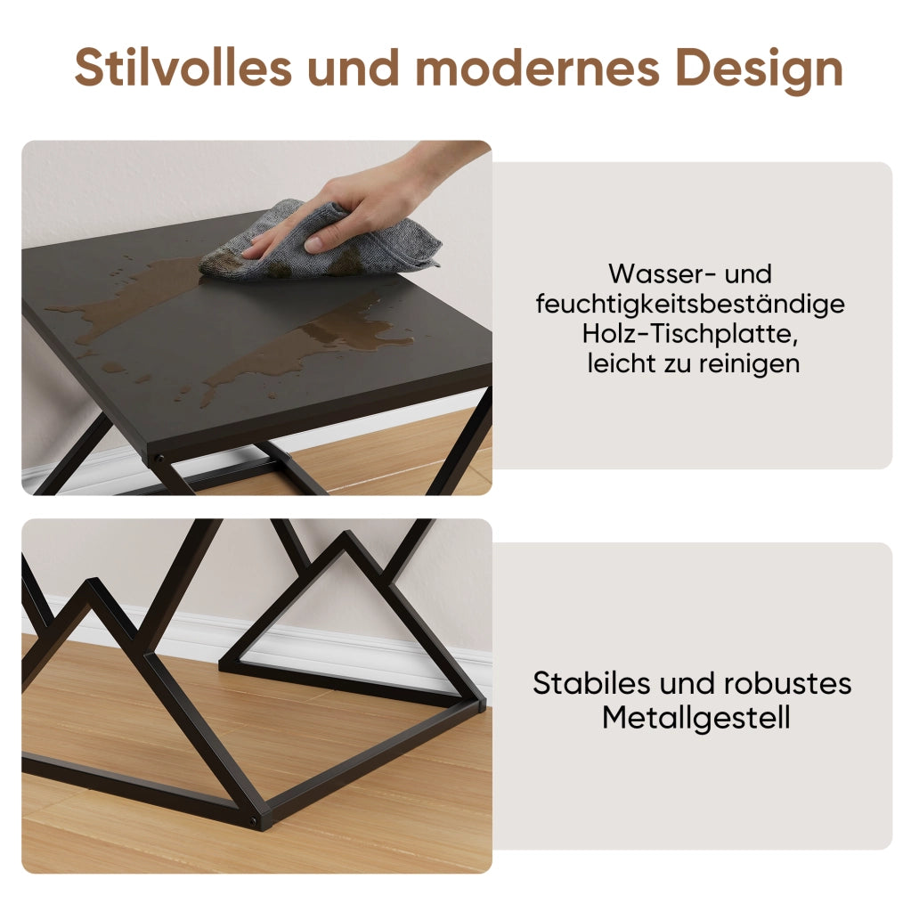Tavolino da salotto geometrico 80 × 50 × 40 cm in ferro e truciolare nero