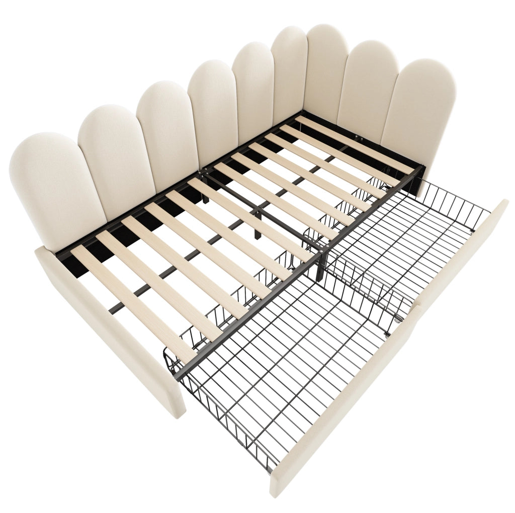 Letto imbottito in velluto 90x200 con 2 cassetti e struttura salvaspazio