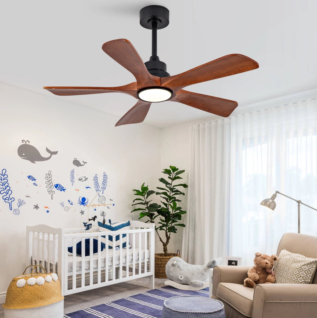 Ventilatore da soffitto 42 pollici con LED dimmerabile, telecomando e 5 pale in paulownia
