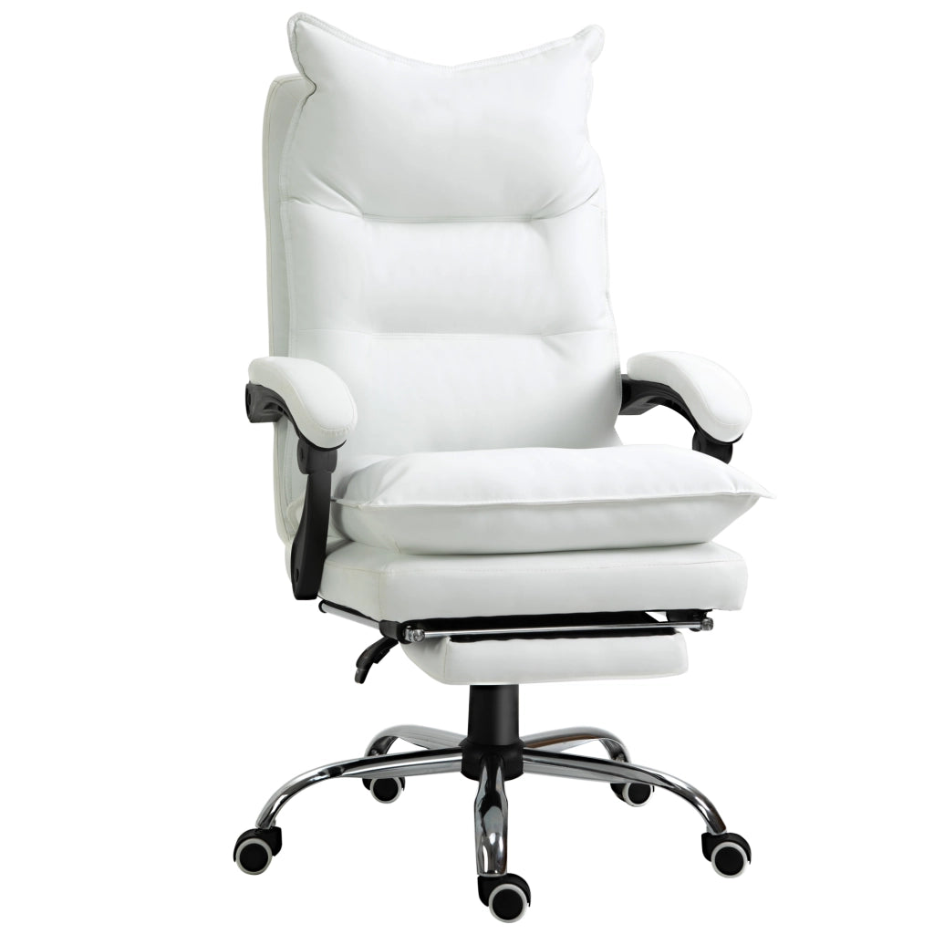 Sedia da Ufficio Ergonomica Reclinabile ¨C Minimal ¨C Finta Pelle, Imbottita, Bianco