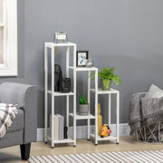 Portapiante 65x23x94.5 cm a 7 livelli con sistema antiribaltamento in legno e acciaio bianco