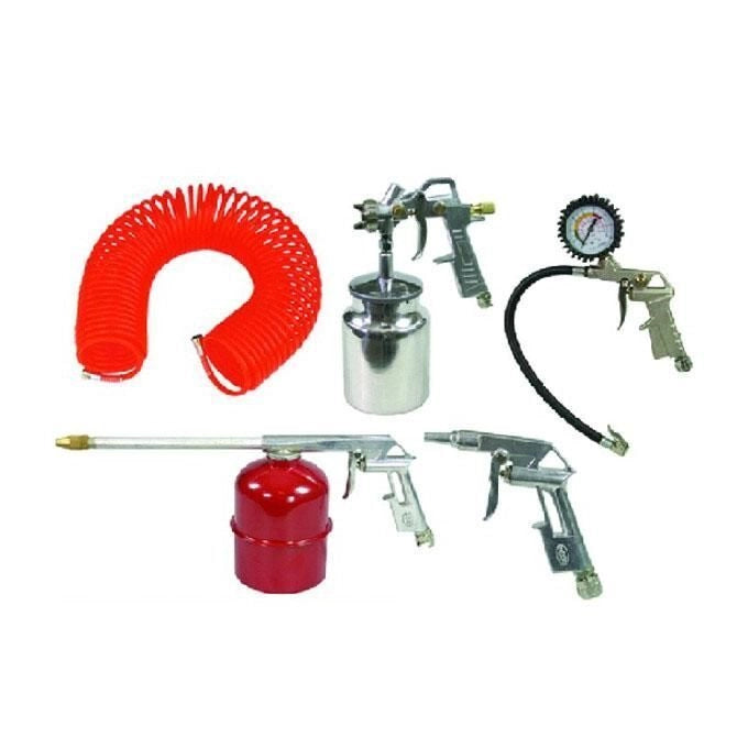 Excel 00108 Gravity Kit Accessori Compressori 5 Pezzi con Aerografo Serbatoio Inferiore 750 cc Tubo Spiralato 5 m Attacco 11A Baionetta colore Nero