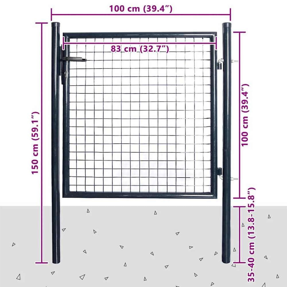 Grid Garden Gate, Galvanized Steel, 100 X 100 Cm, Grey