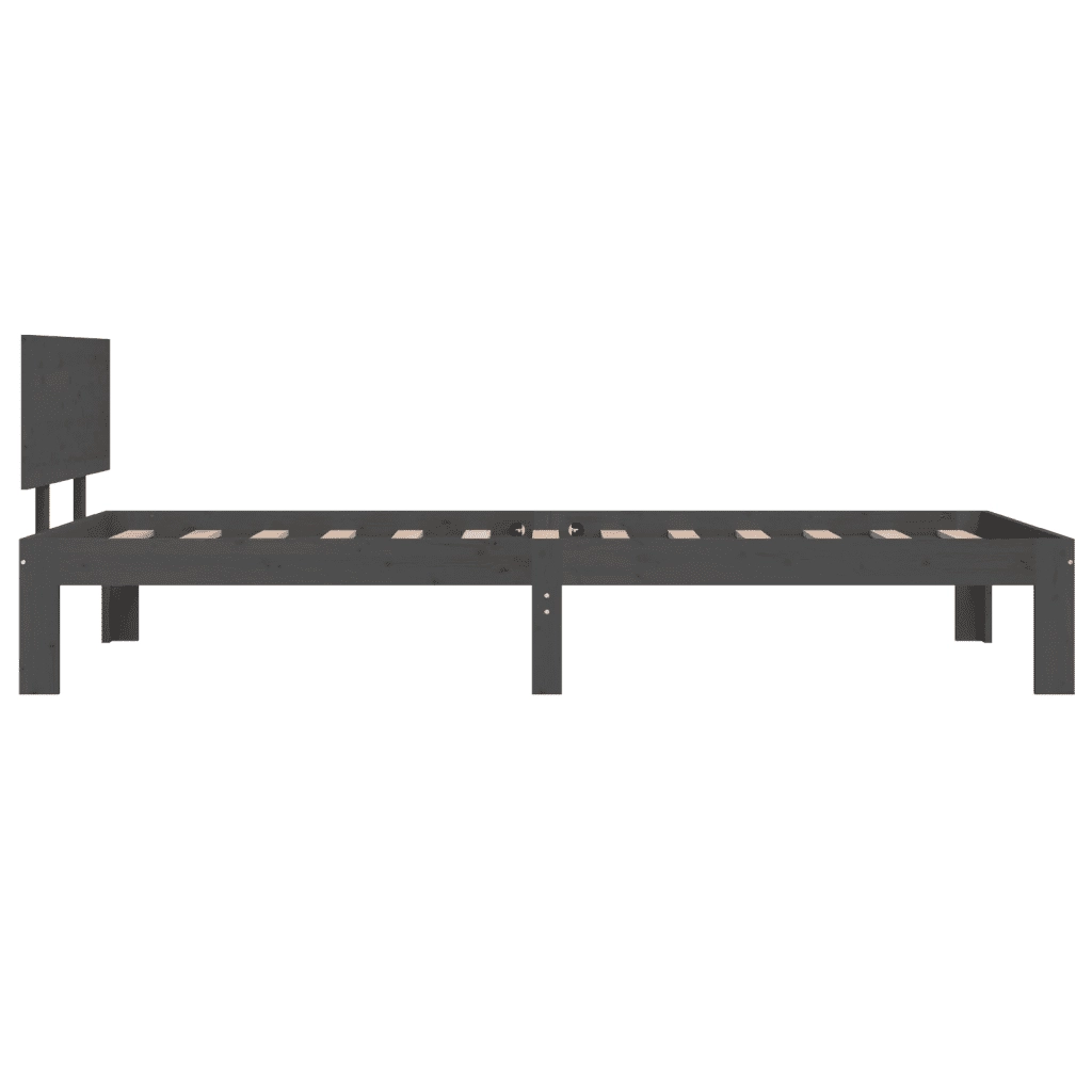 Giroletto-Struttura Letto Grigio in Legno Massello di Pino 90x200 cm