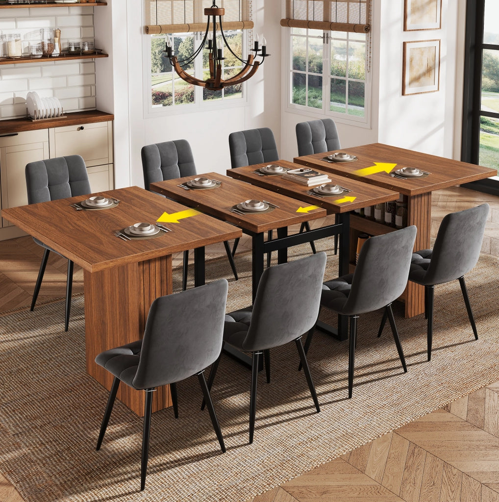 TAVOLO DA PRANZO Estensibile 120/160/200 cm MDF e Metallo Marrone Scuro