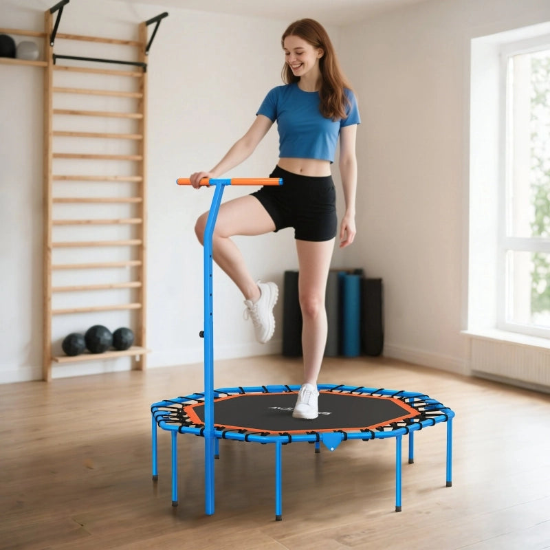 Trampolino fitness pieghevole con maniglione regolabile in plastica nera per allenamento in casa 128 × 120 × 98 cm
