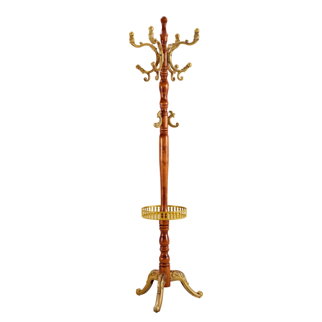 Appendiabiti da terra in legno massello stile europeo, altezza 195 cm, design classico con base stabile