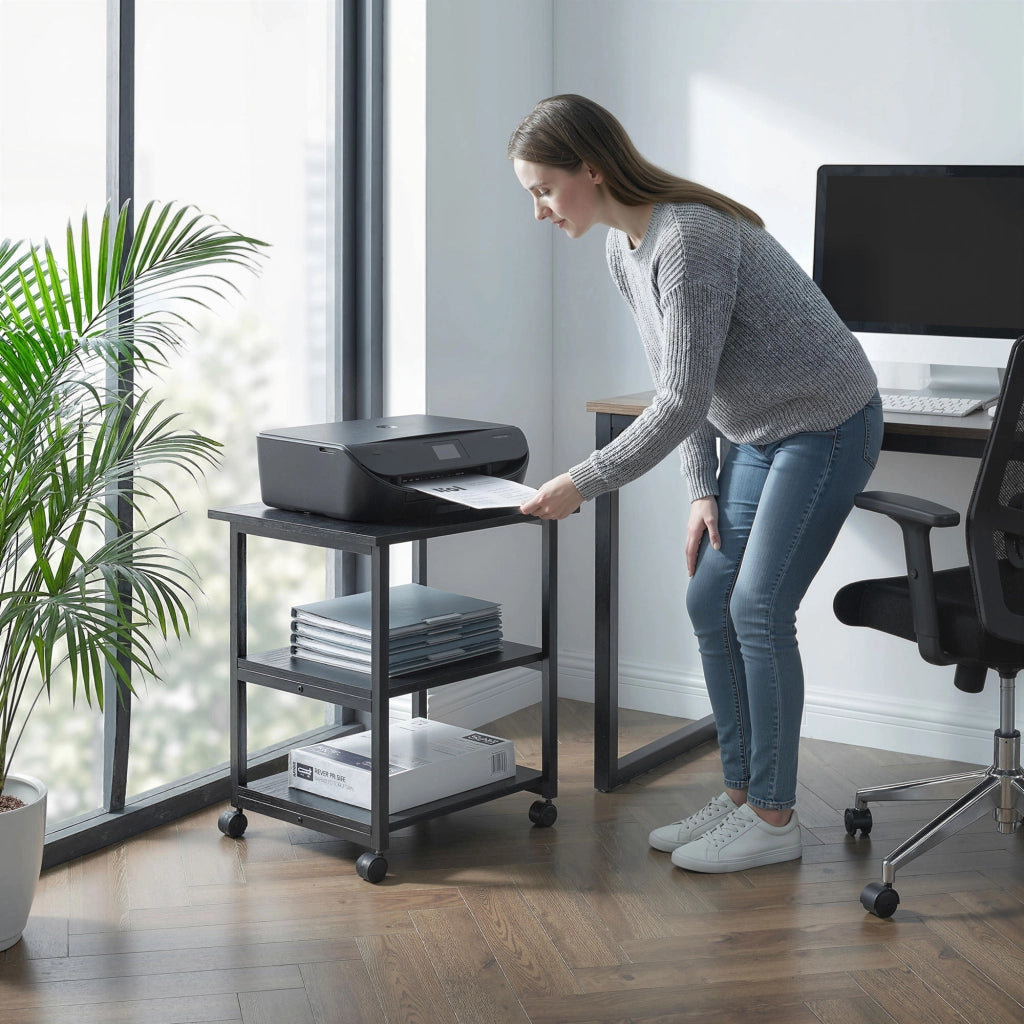 Carrello porta stampante con 3 ripiani e ruote ¨C Xylo ¨C 50x50x52,5 cm