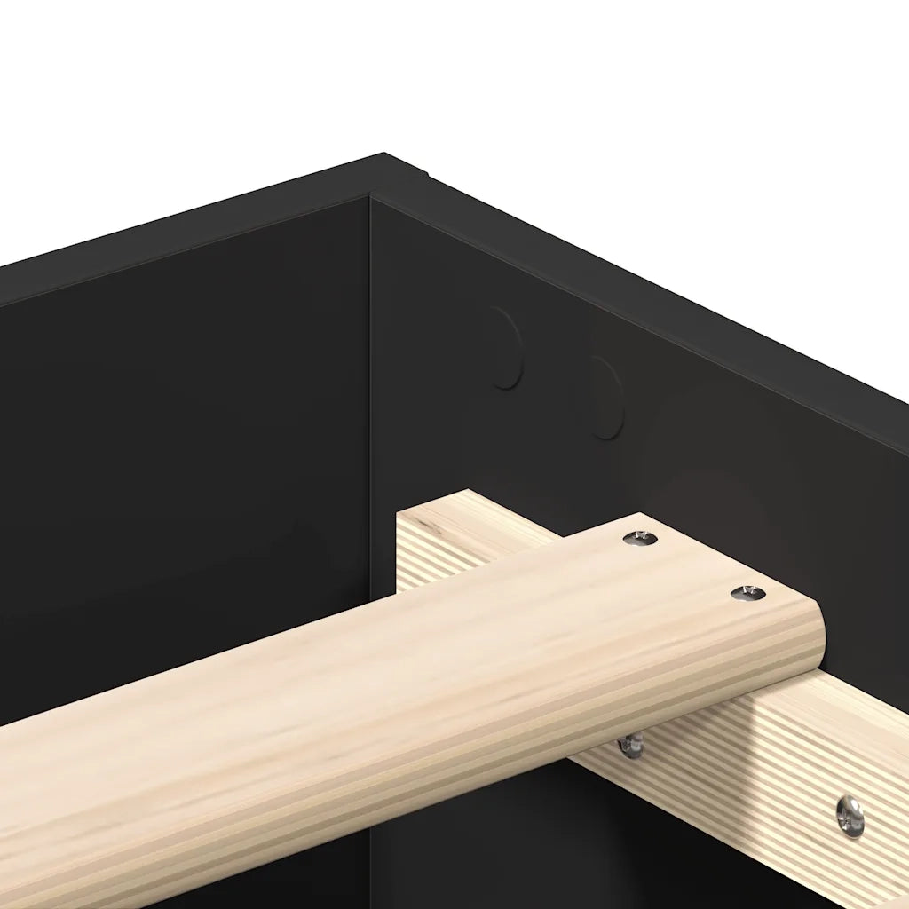 Giroletto senza Materasso Nero 75x190 cm in Legno Multistrato 861094