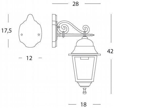Applique Media In Basso E27 linea old nero