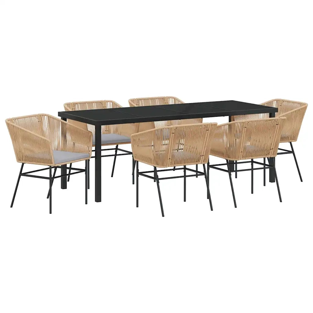 Set da Pranzo per Giardino con cuscino 7 pcs Marrone 3380930
