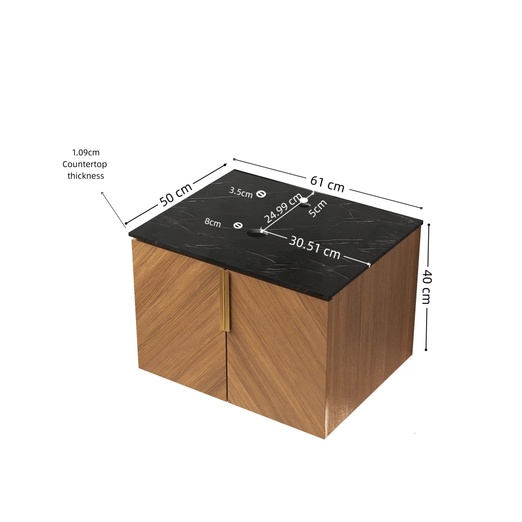 Mobile sottolavabo con 2 ante - per bagno - in compensato - 69×58×20 cm - rovere