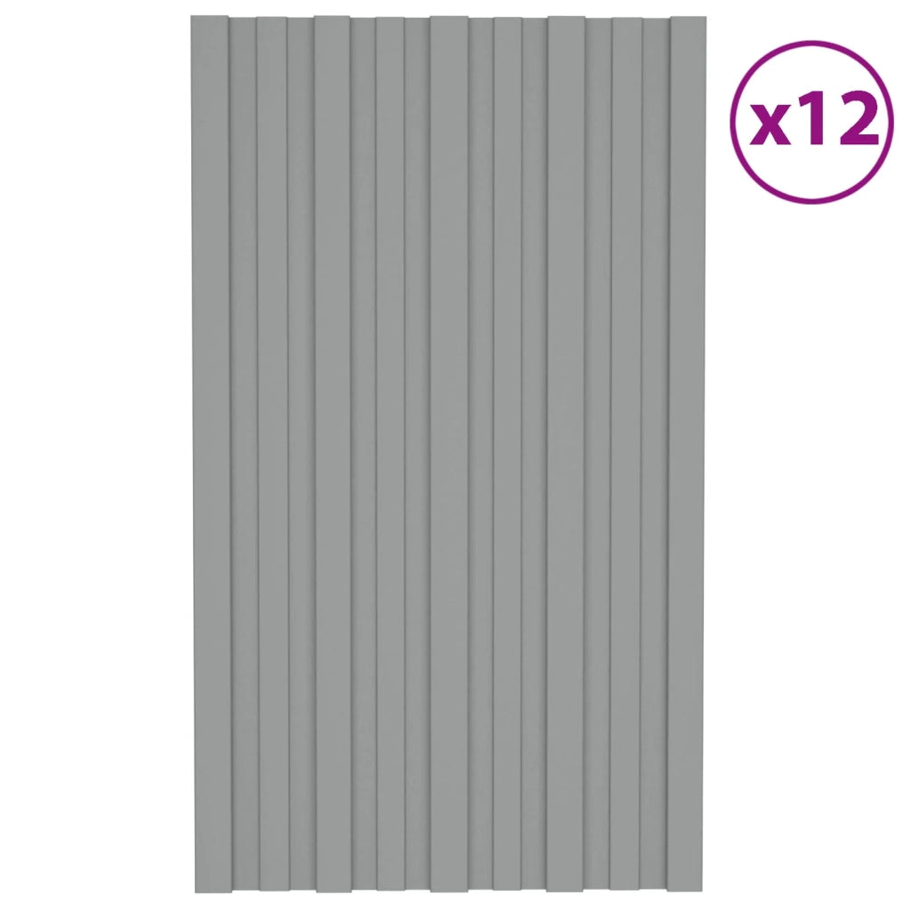 Pannello per tetto 12 pz Grigio 80 x 45 cm Acciaio zincato CFW7767429