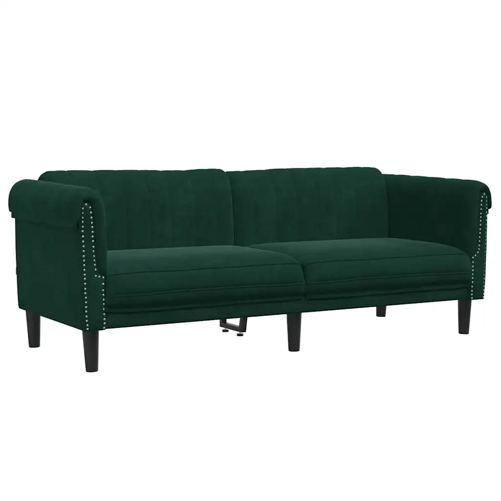 Divano a 3 Posti-Sofa 3 Posti Verde Scuro in Velluto