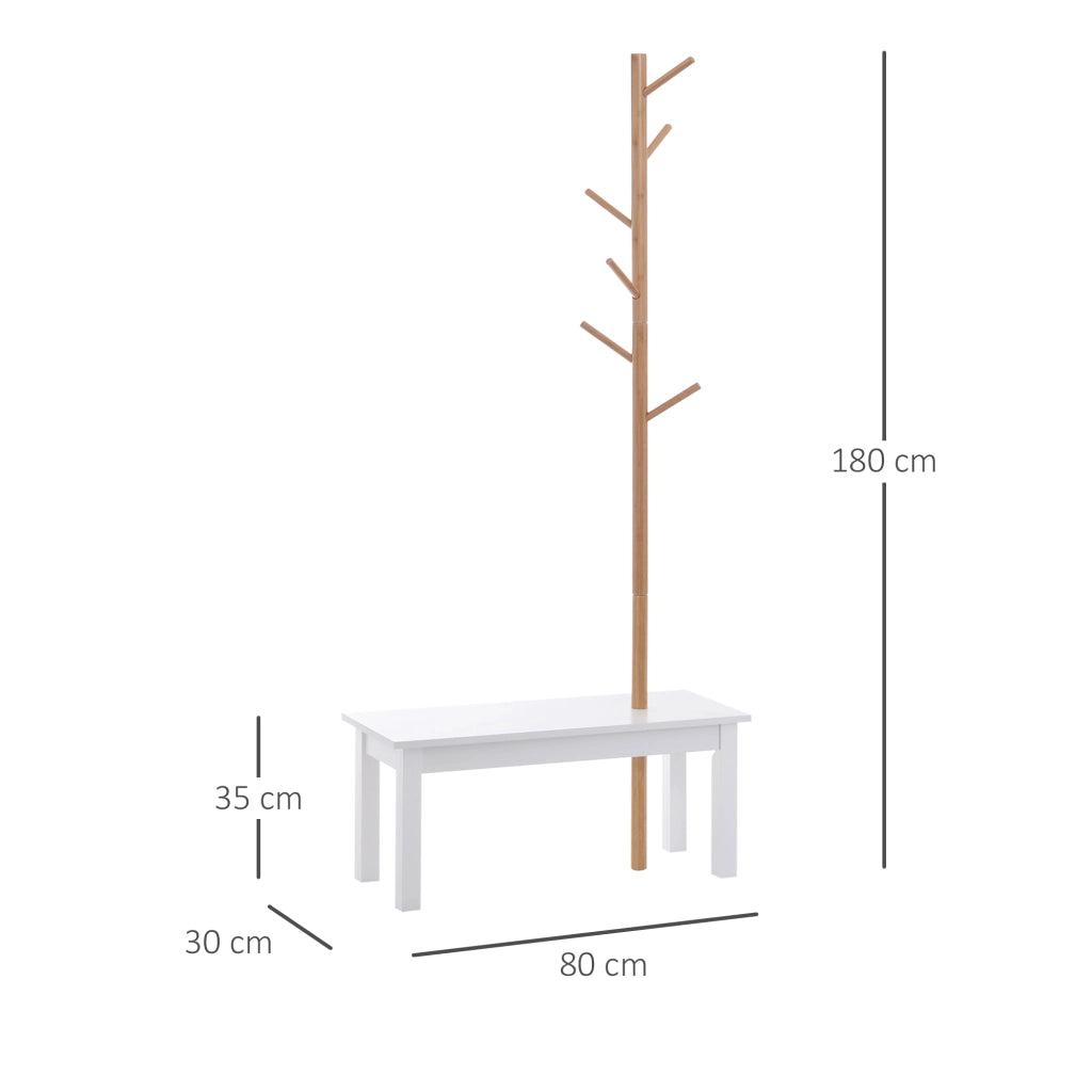 Panca Appendiabiti da Ingresso ¨C Minimal ¨C 80x30x180 cm Bianco Legno