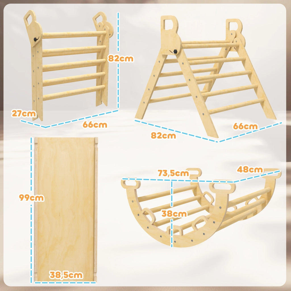 Set 5 in 1 con arco di arrampicata ¨C Minimal ¨C per bambini, in legno naturale