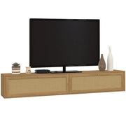 IDMarket - HANAE 180 cm mobile TV a parete 2 ante effetto canna naturale