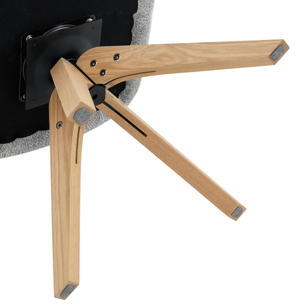 Set 2 sedie da pranzo girevoli 360° in tessuto crema con gambe in legno massello HOMVRA