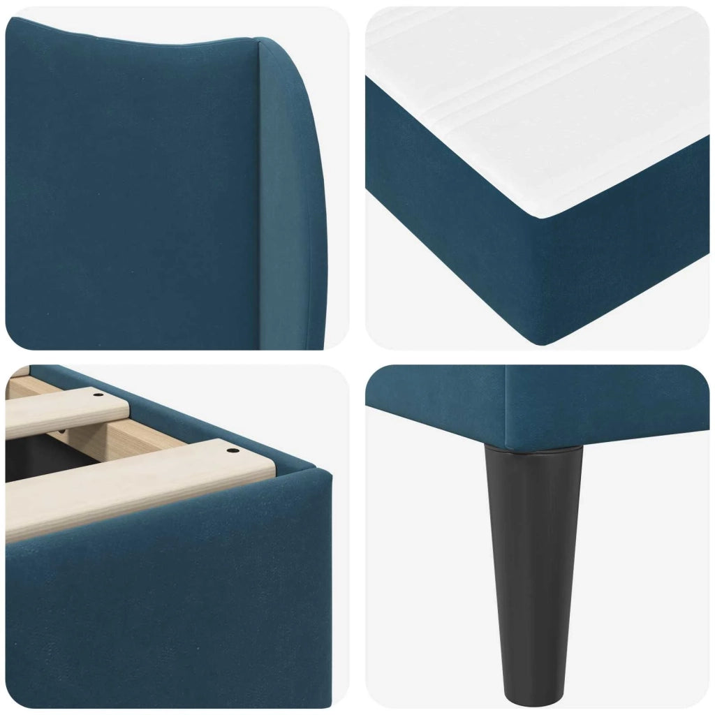 Struttura del letto con testiera Blu 160 x 200 cm Velluto 3415219